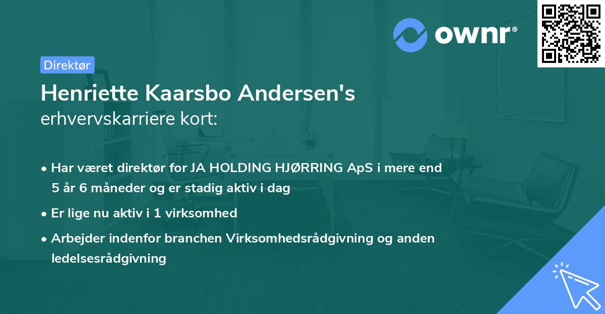 Henriette Kaarsbo Andersen's erhvervskarriere kort