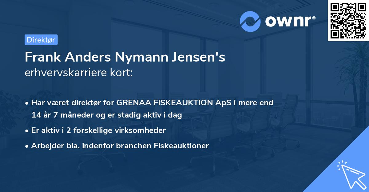 Frank Anders Nymann Jensen's erhvervskarriere kort