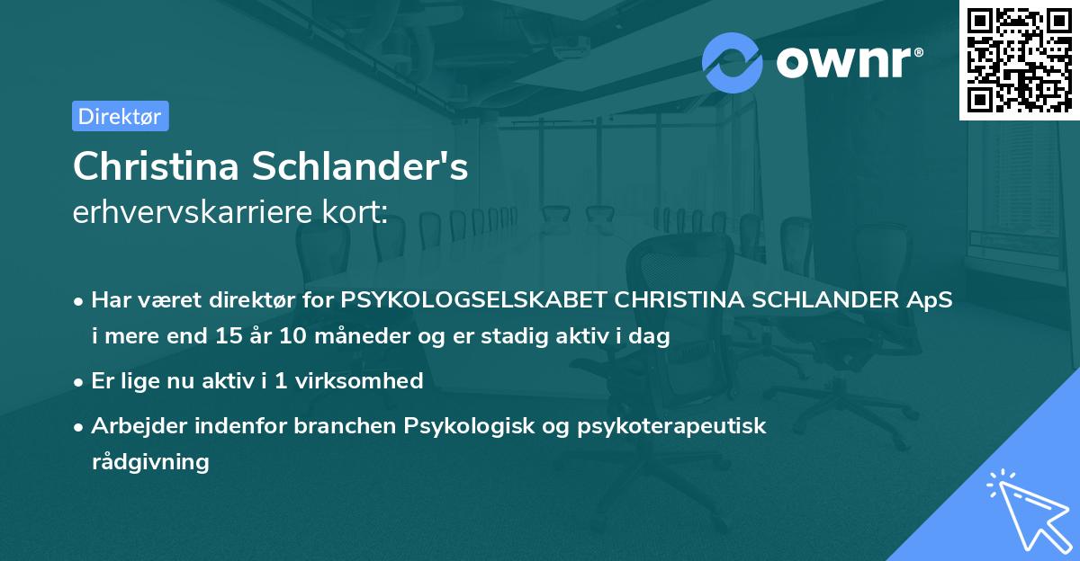 Christina Schlander's erhvervskarriere kort