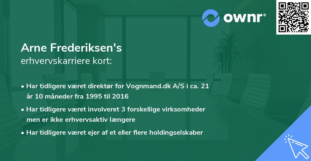 Arne Frederiksen's erhvervskarriere kort