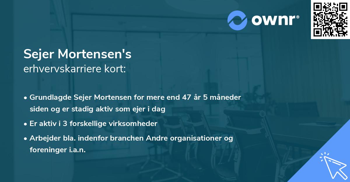 Sejer Mortensen's erhvervskarriere kort