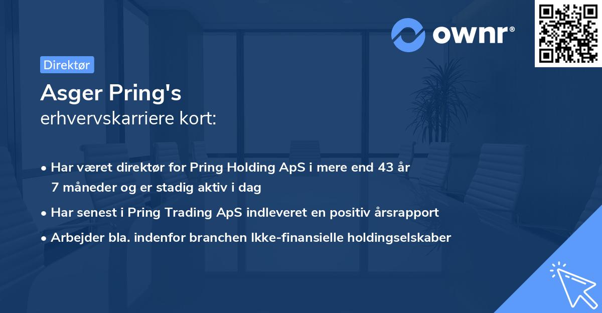 Asger Pring's erhvervskarriere kort