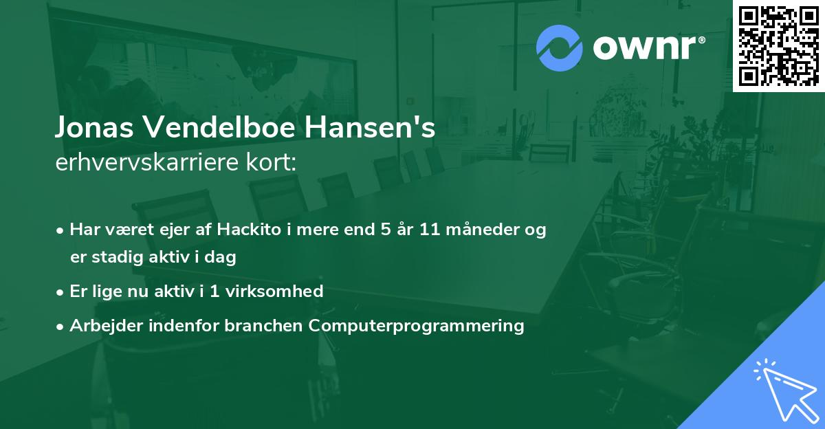 Jonas Vendelboe Hansen's erhvervskarriere kort