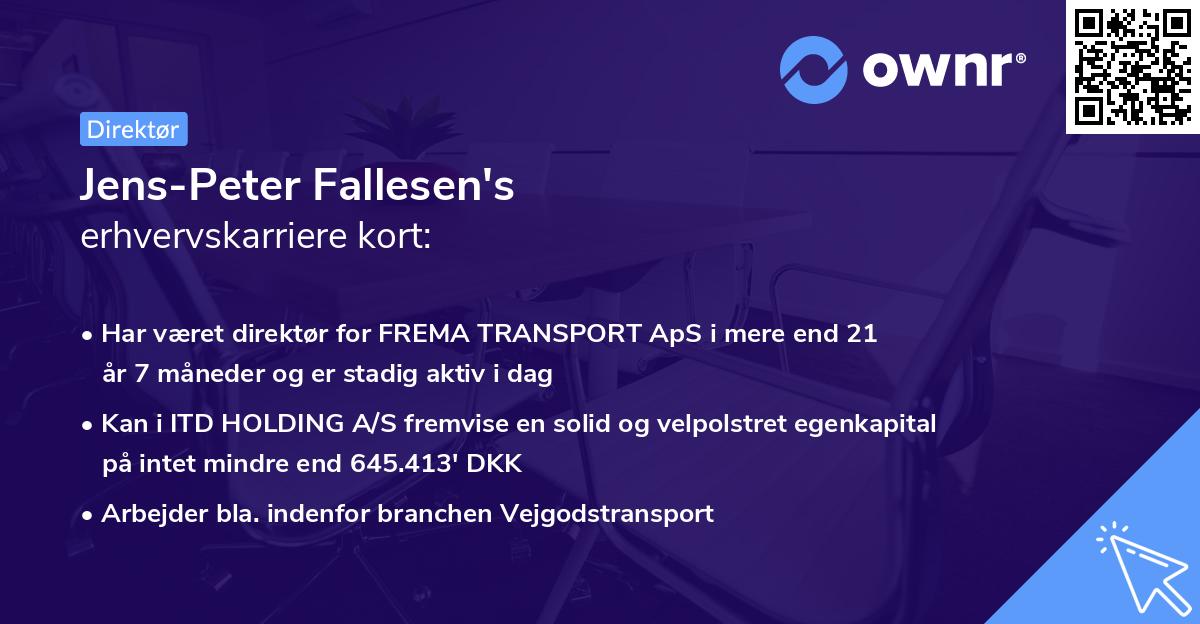 Jens-Peter Fallesen's erhvervskarriere kort