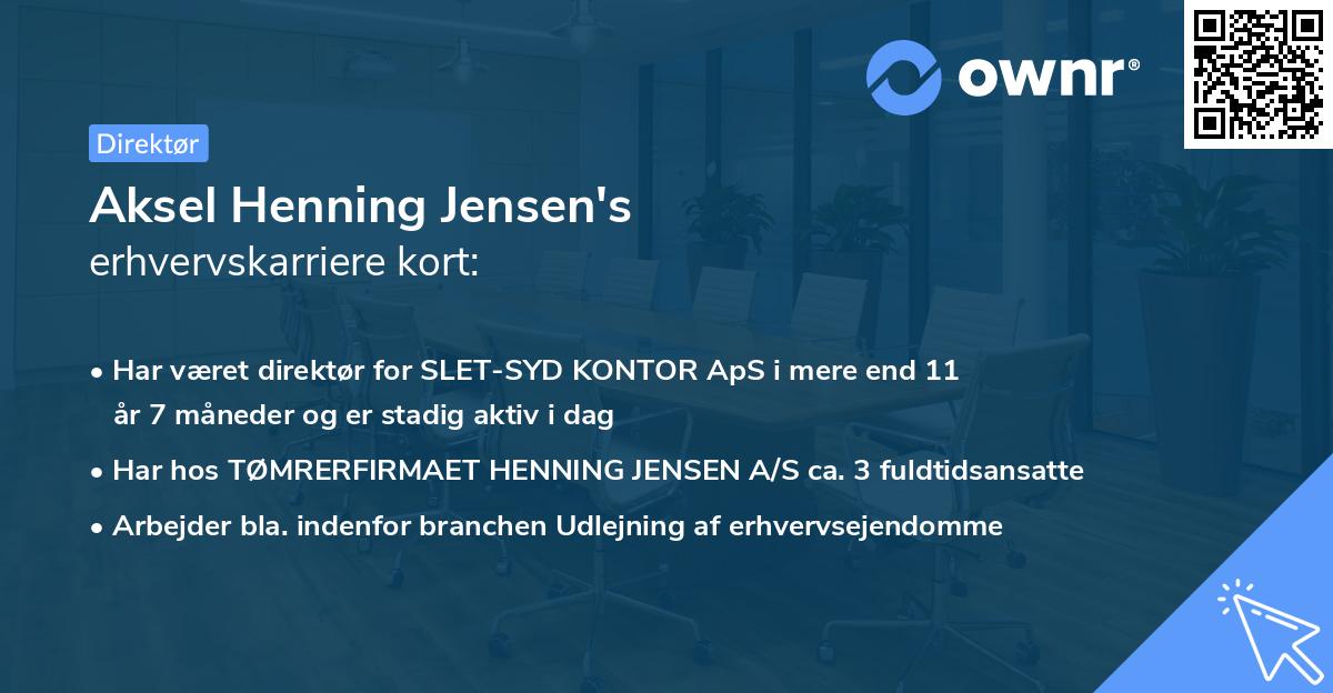 Aksel Henning Jensen's erhvervskarriere kort