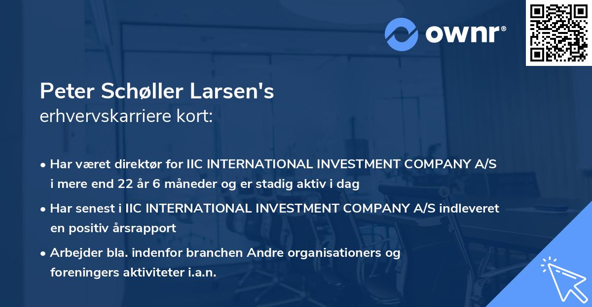Peter Schøller Larsen's erhvervskarriere kort