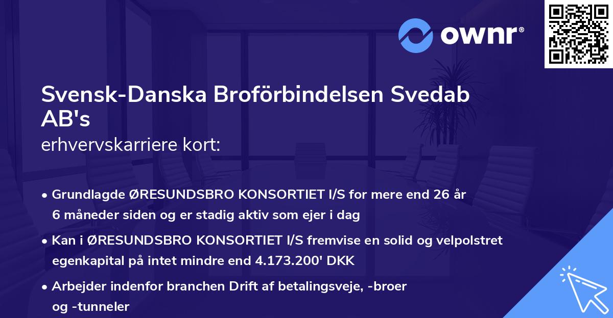Svensk-Danska Broförbindelsen Svedab AB's erhvervskarriere kort