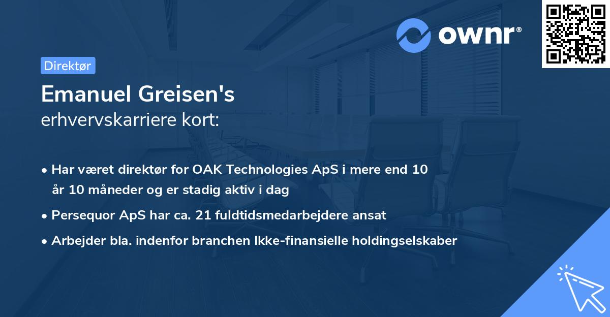 Emanuel Greisen's erhvervskarriere kort