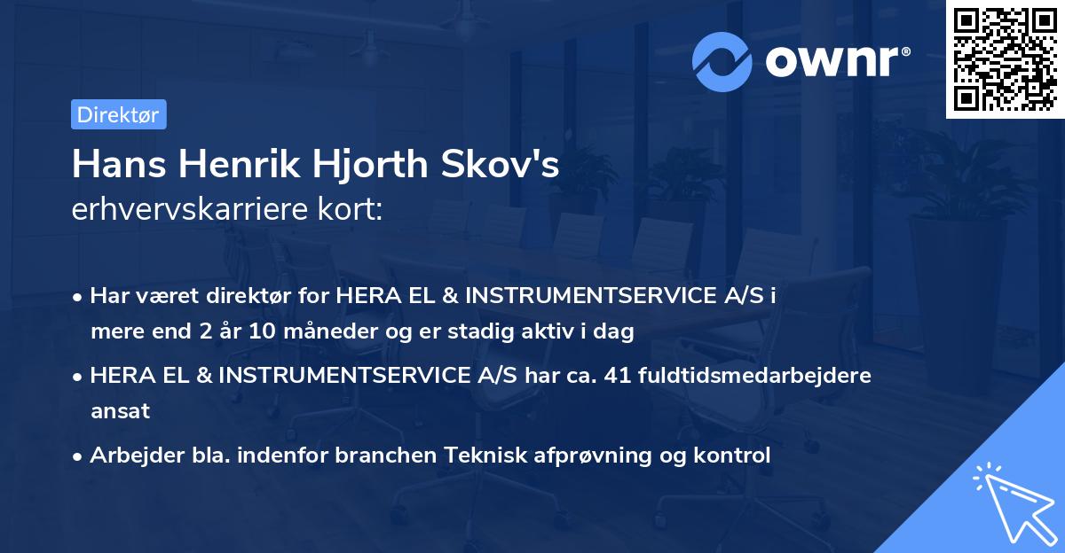 Hans Henrik Hjorth Skov's erhvervskarriere kort
