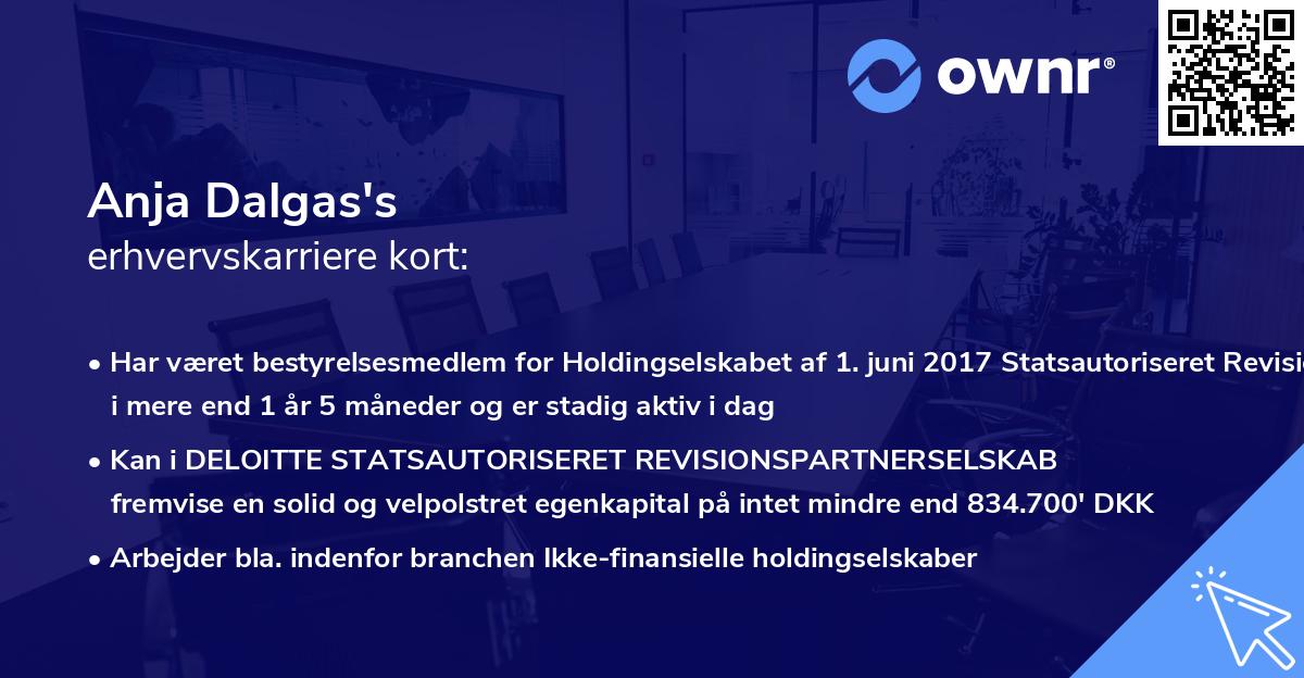 Anja Dalgas's erhvervskarriere kort