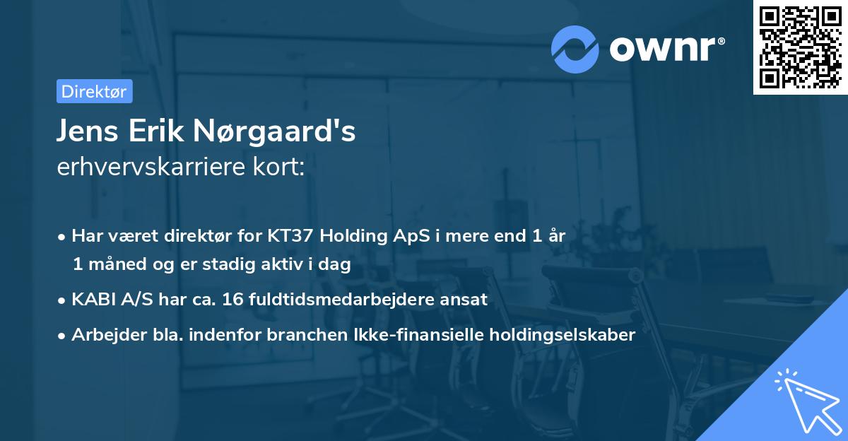 Jens Erik Nørgaard's erhvervskarriere kort