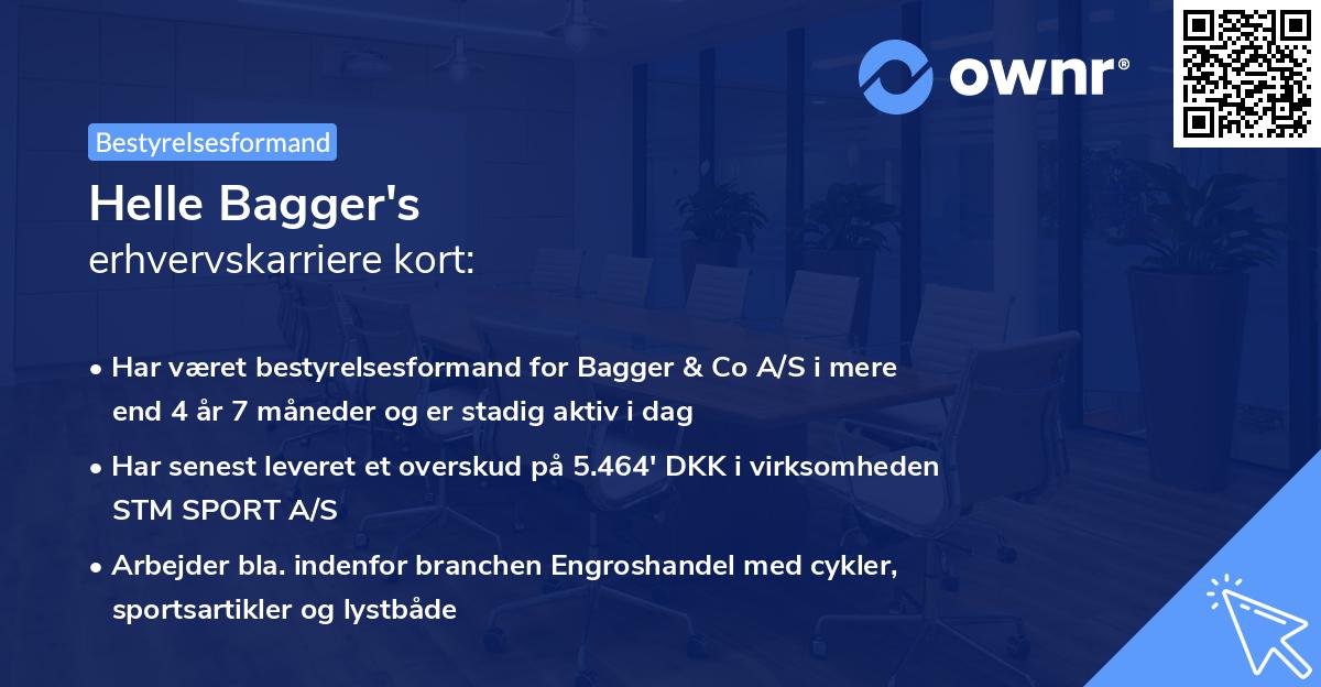Helle Bagger's erhvervskarriere kort