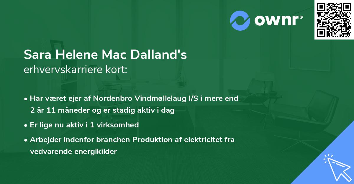Sara Helene Mac Dalland's erhvervskarriere kort