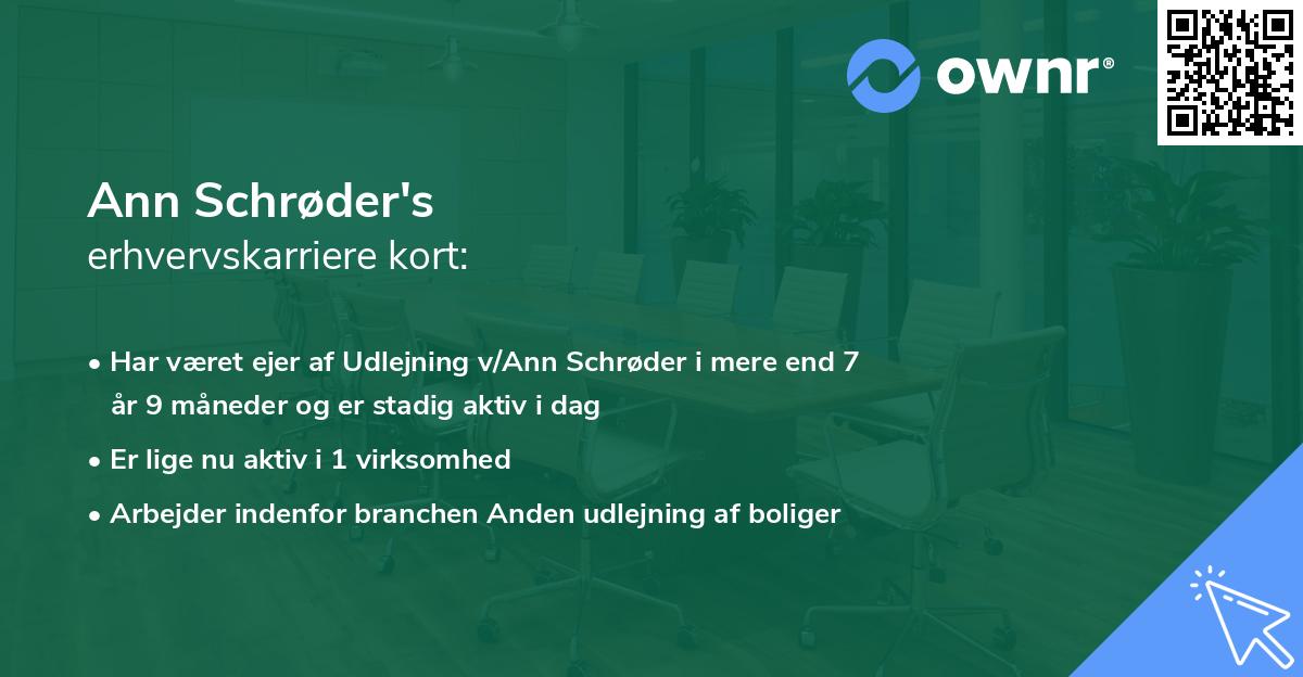 Ann Schrøder's erhvervskarriere kort