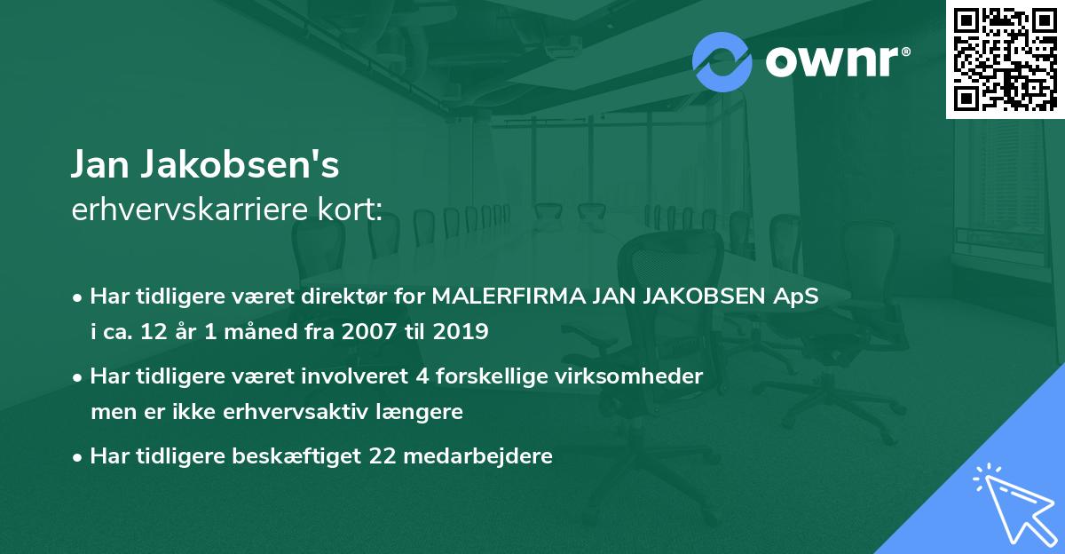 Jan Jakobsen's erhvervskarriere kort