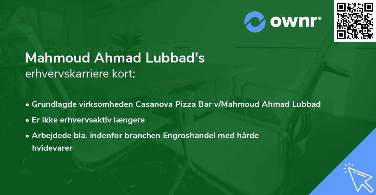 Mahmoud Ahmad Lubbad's erhvervskarriere kort