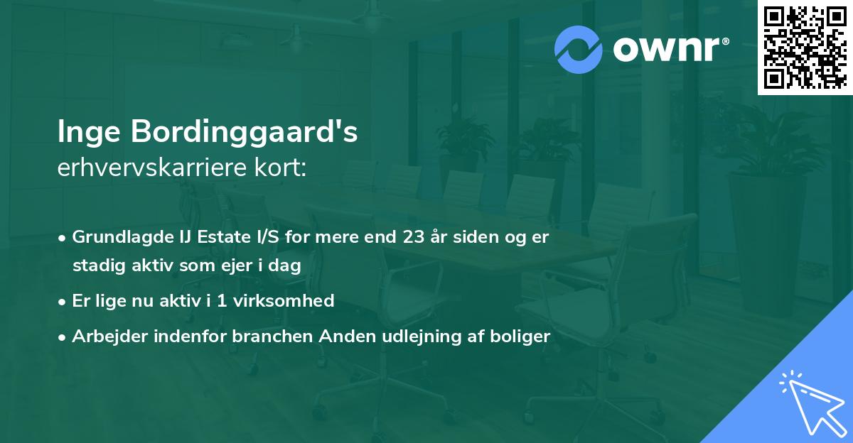 Inge Bordinggaard's erhvervskarriere kort