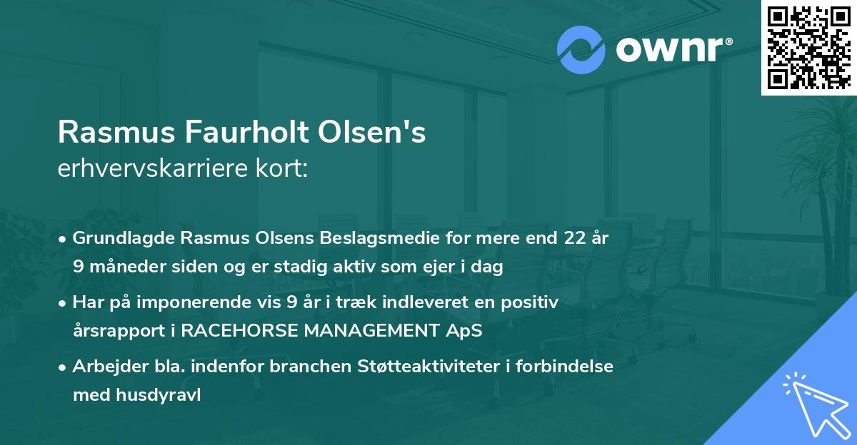 Rasmus Faurholt Olsen's erhvervskarriere kort