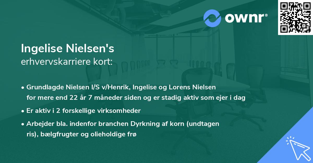 Ingelise Nielsen's erhvervskarriere kort