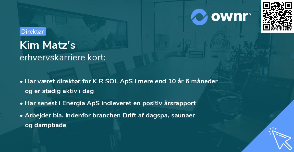 Kim Matz's erhvervskarriere kort