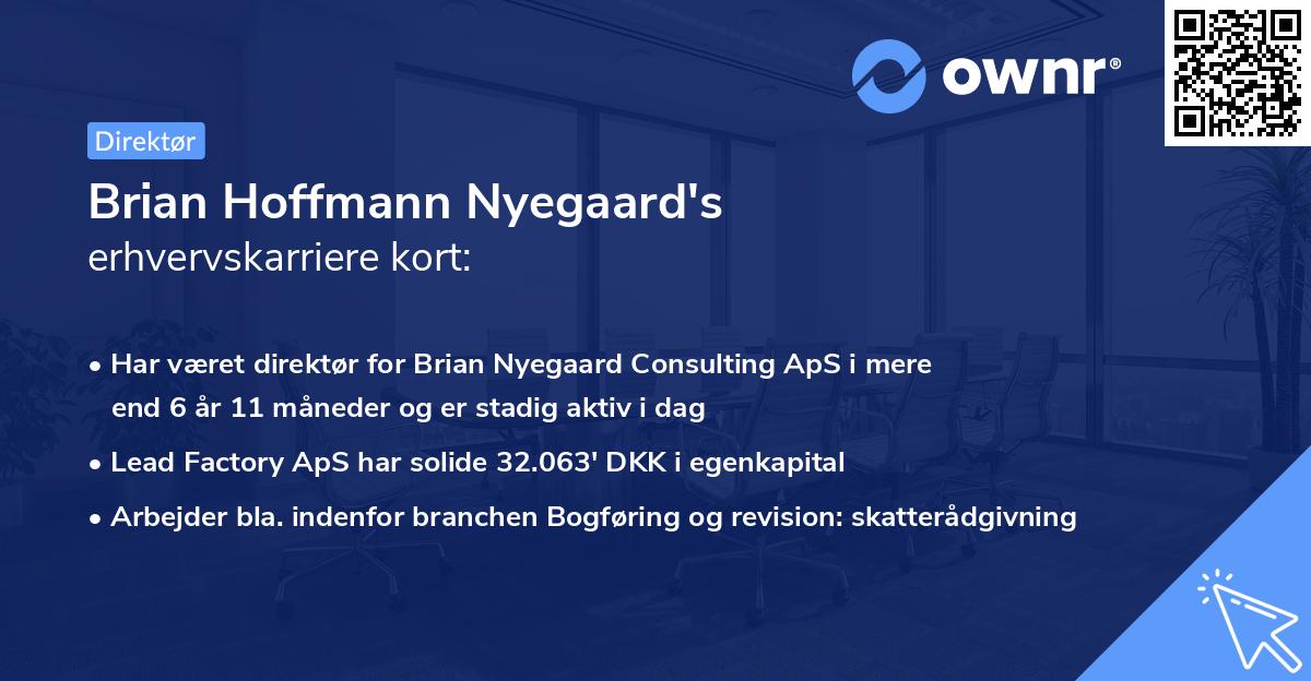 Brian Hoffmann Nyegaard's erhvervskarriere kort