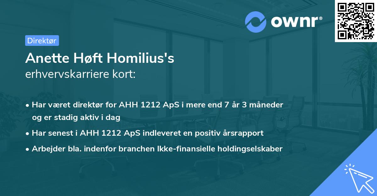 Anette Høft Homilius's erhvervskarriere kort