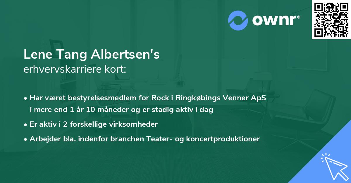 Lene Tang Albertsen's erhvervskarriere kort