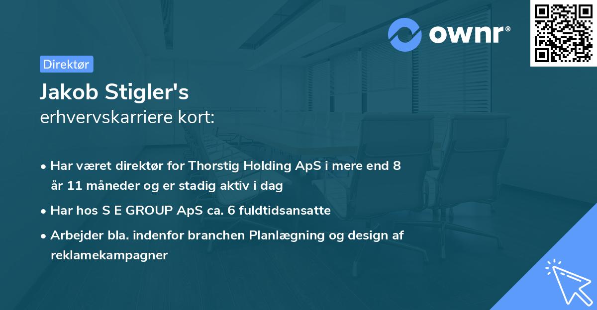 Jakob Stigler's erhvervskarriere kort