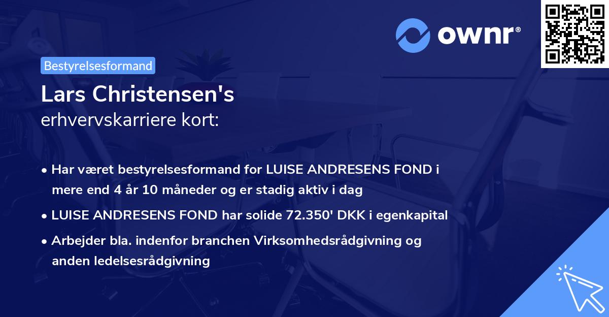 Lars Christensen's erhvervskarriere kort