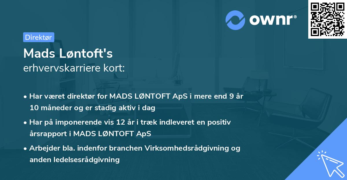 Mads Løntoft's erhvervskarriere kort
