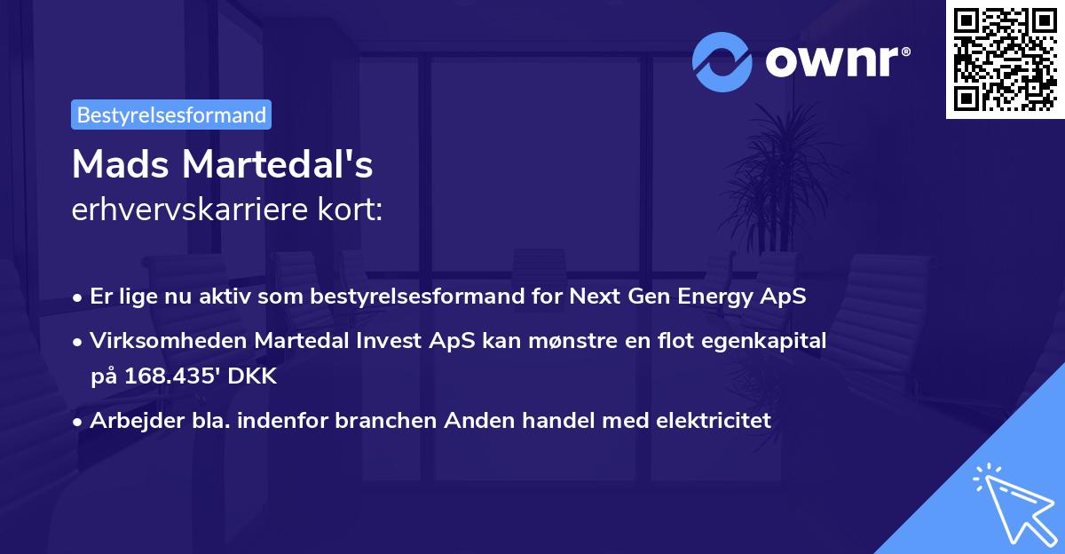 Mads Martedal's erhvervskarriere kort