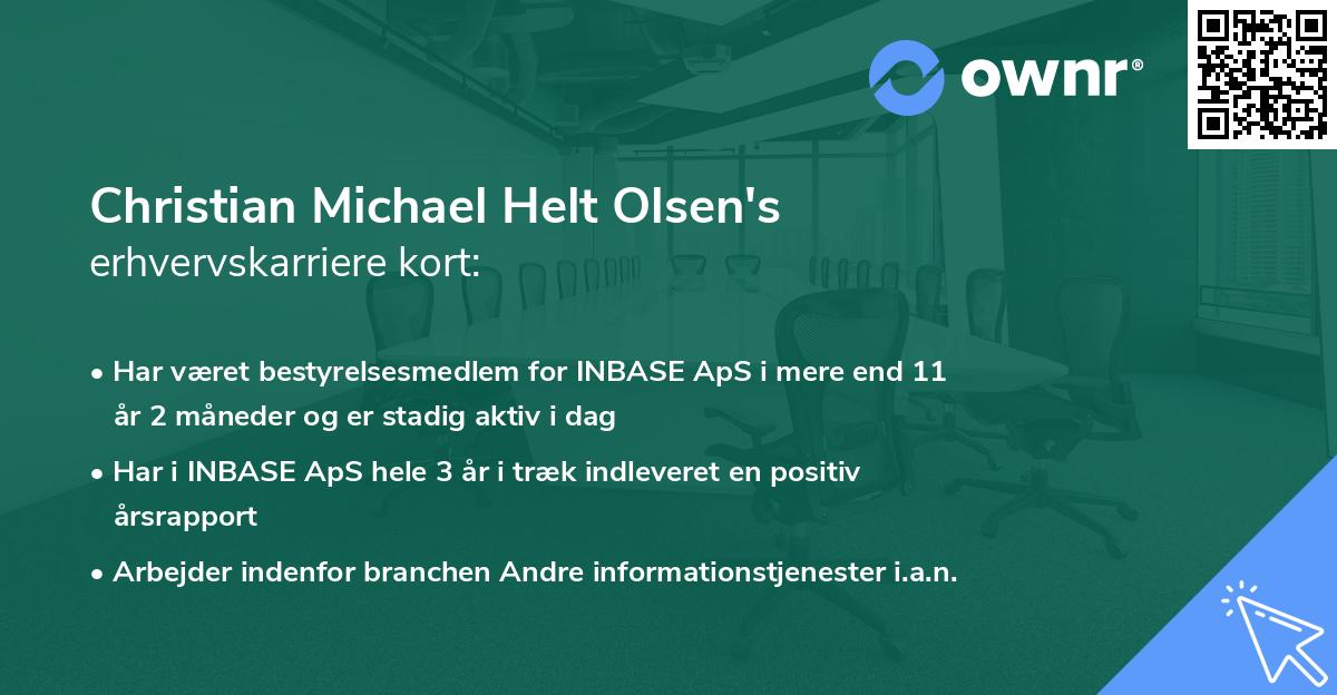 Christian Michael Helt Olsen's erhvervskarriere kort