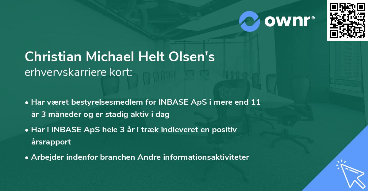 Christian Michael Helt Olsen's erhvervskarriere kort