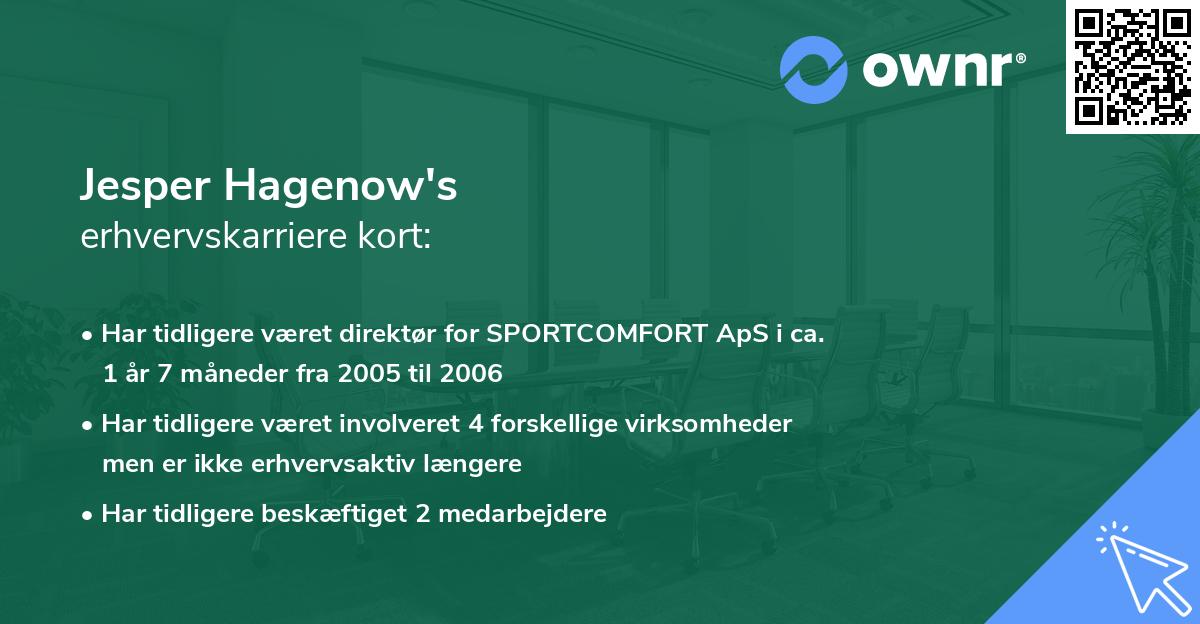 Jesper Hagenow's erhvervskarriere kort