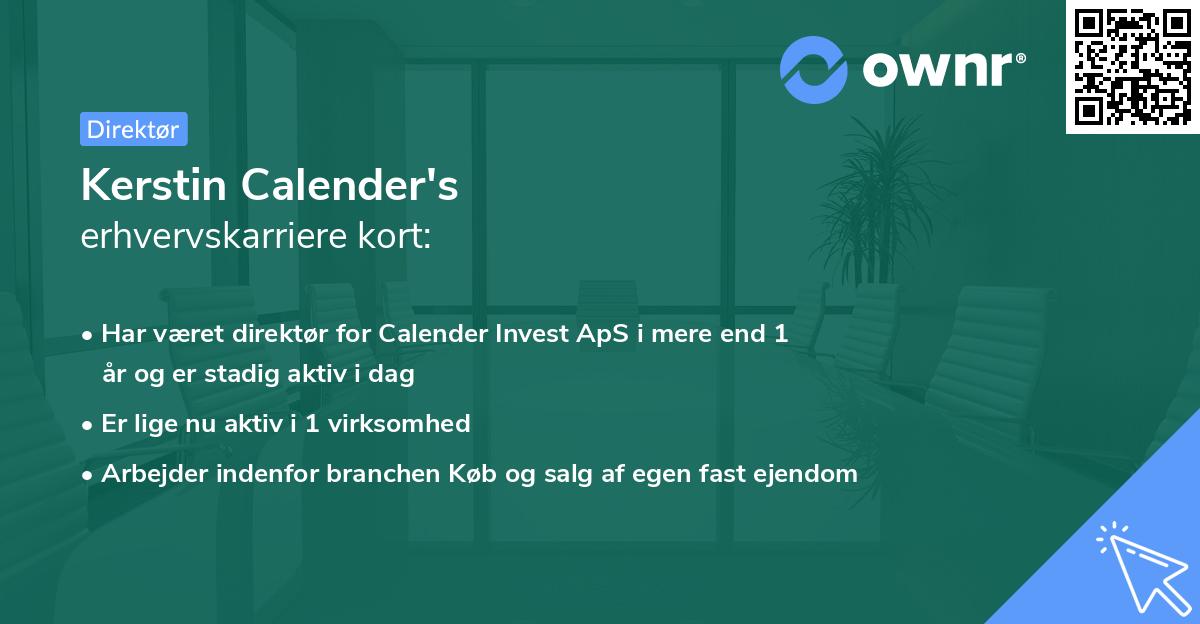 Kerstin Calender's erhvervskarriere kort