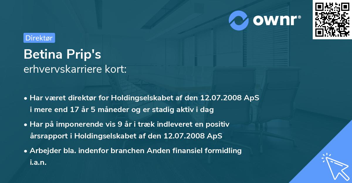 Betina Prip's erhvervskarriere kort