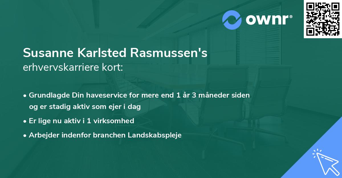 Susanne Karlsted Rasmussen's erhvervskarriere kort