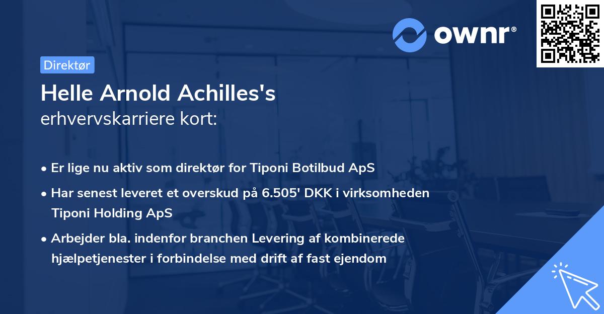 Helle Arnold Achilles's erhvervskarriere kort