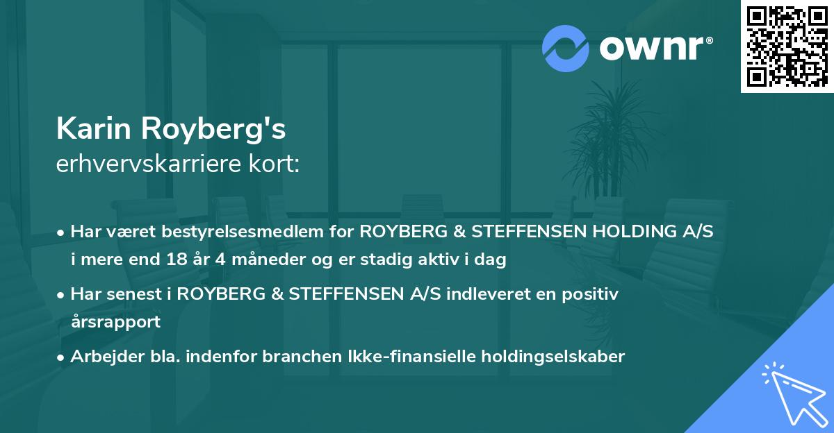 Karin Royberg's erhvervskarriere kort