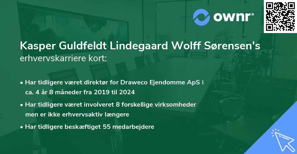 Kasper Guldfeldt Lindegaard Wolff Sørensen's erhvervskarriere kort