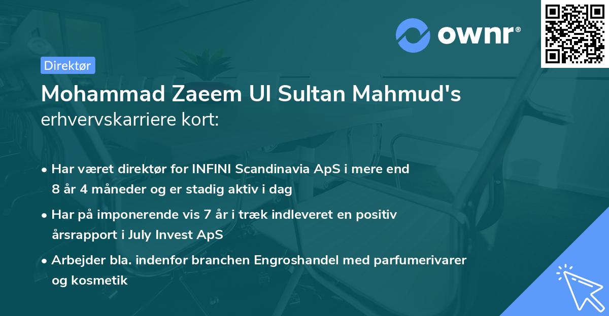 Mohammad Zaeem Ul Sultan Mahmud's erhvervskarriere kort