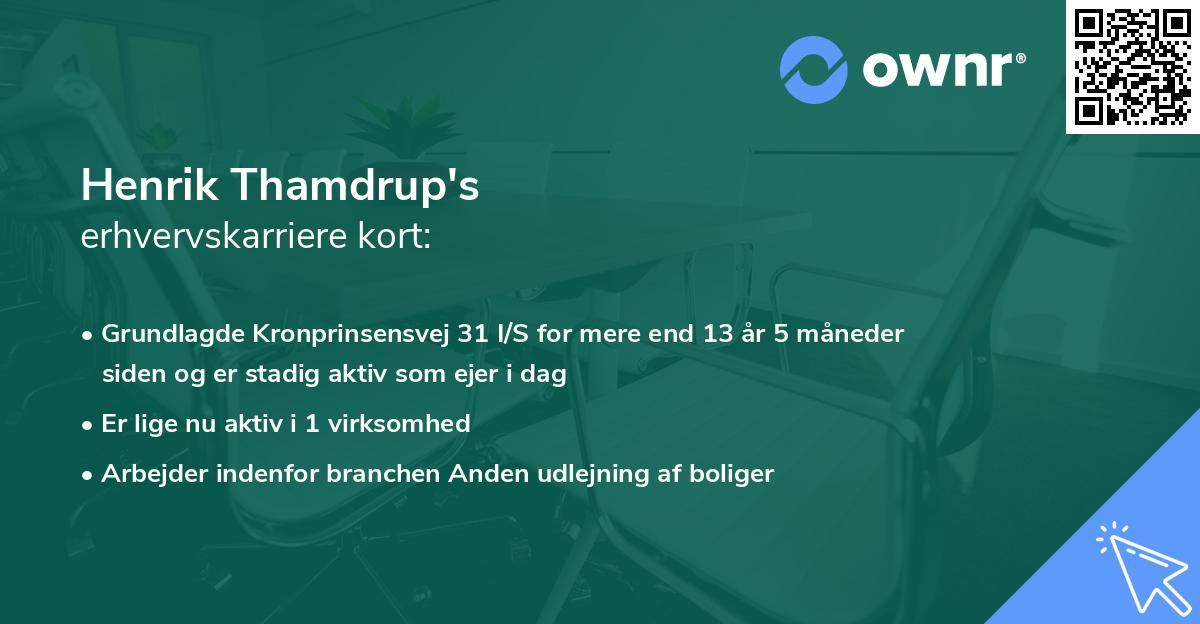 Henrik Thamdrup's erhvervskarriere kort