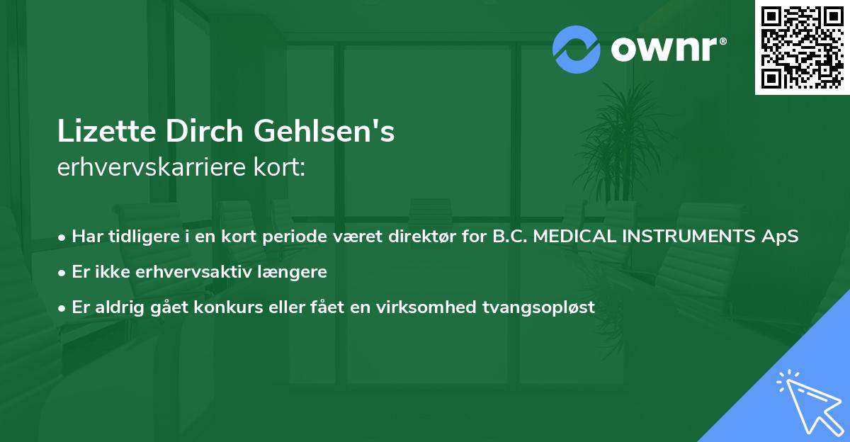 Lizette Dirch Gehlsen's erhvervskarriere kort