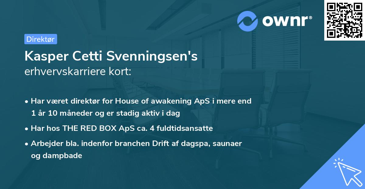 Kasper Cetti Svenningsen's erhvervskarriere kort