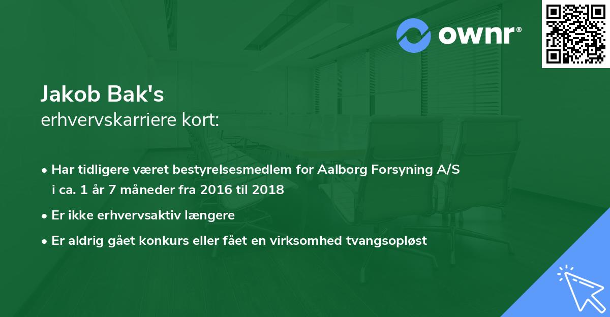 Jakob Bak's erhvervskarriere kort