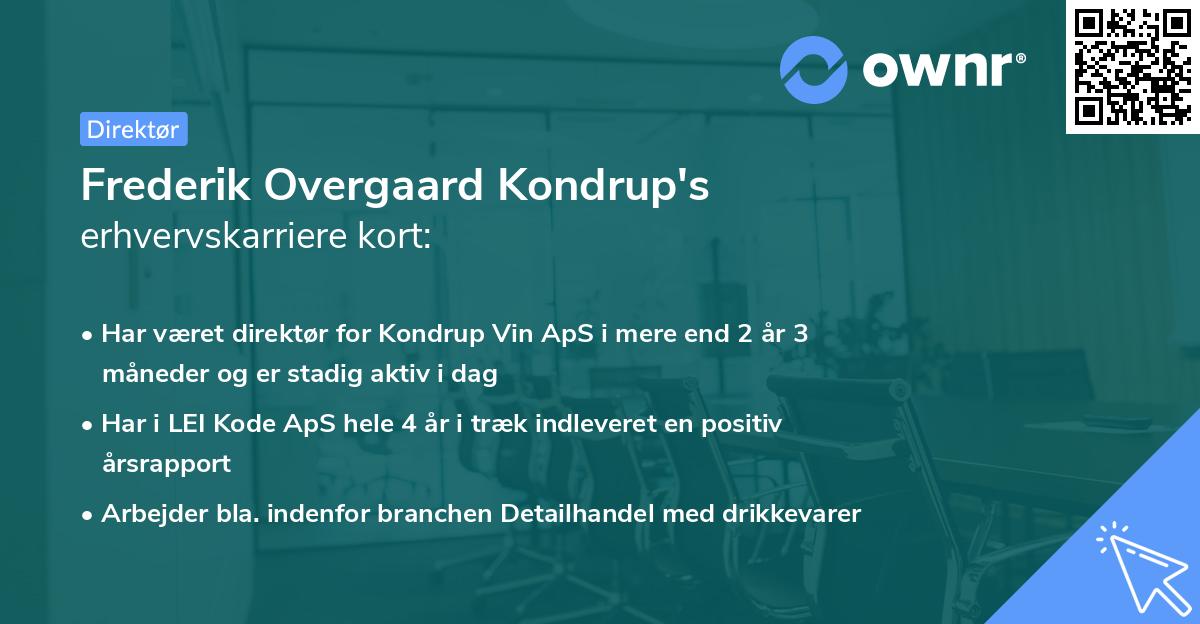 Frederik Overgaard Kondrup's erhvervskarriere kort