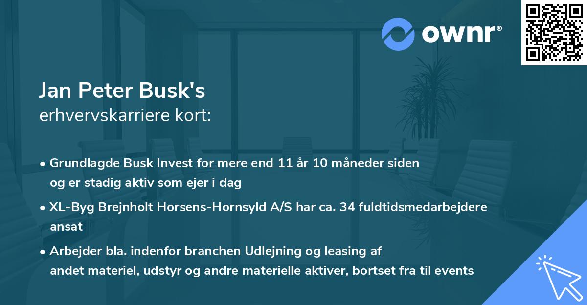Jan Peter Busk's erhvervskarriere kort