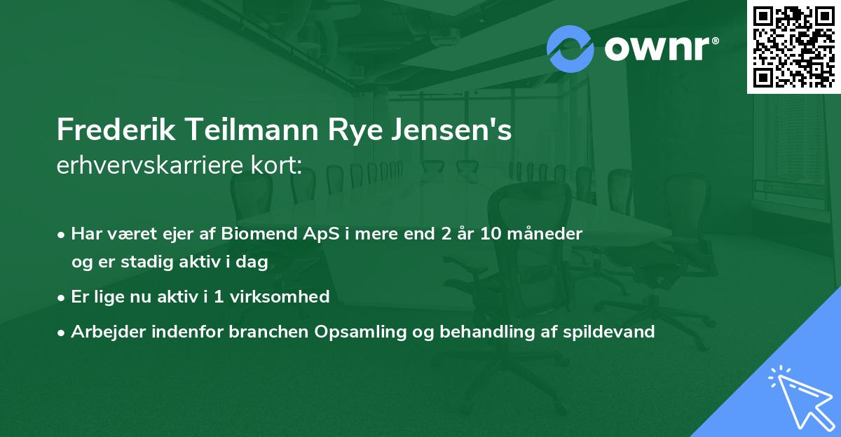 Frederik Teilmann Rye Jensen's erhvervskarriere kort