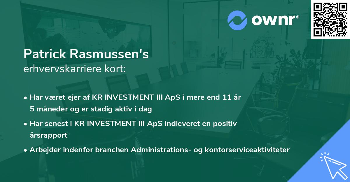 Patrick Rasmussen's erhvervskarriere kort