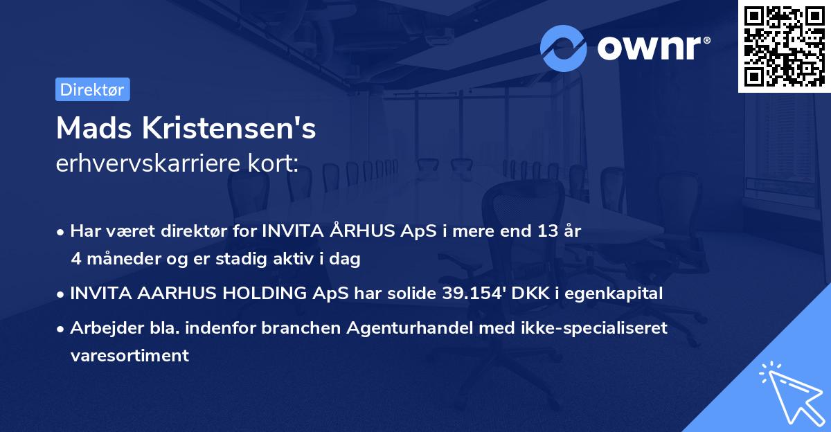 Mads Kristensen's erhvervskarriere kort